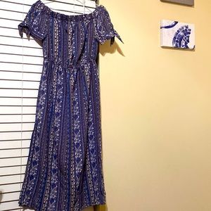 Hint of Blush Blue Off Shoulder/Side Slit Dress